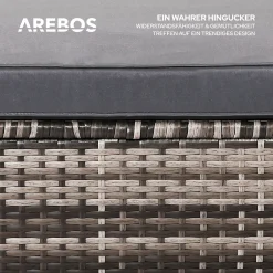 AREBOS Polyrattan Gartenmöbel Gartenlounge, Garnitur Set Sitzgruppe Grau, Aluminium Gestell, Tisch Mit Glasplatte, Inkl. Sitzkissen, 4 Personen -Garten- & Gewächshäuser Geschäft 89f1f54f872e32ceca385d90c4af2205