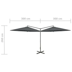 VidaXL Doppel-Sonnenschirm Mit Stahlmast Anthrazit 600 Cm 11 VidaXL Doppel-Sonnenschirm Mit Stahlmast Anthrazit 600 Cm -Garten- & Gewächshäuser Geschäft 8a08de57dd6beef0caf23e0549fe191e