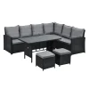 SVITA Monroe Garten-Lounge Set Polyrattan Lounge-Möbel Sitzgruppe Garten Schwarz