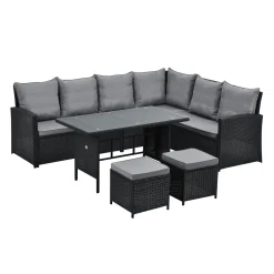 SVITA Monroe Garten-Lounge Set Polyrattan Lounge-Möbel Sitzgruppe Garten Schwarz