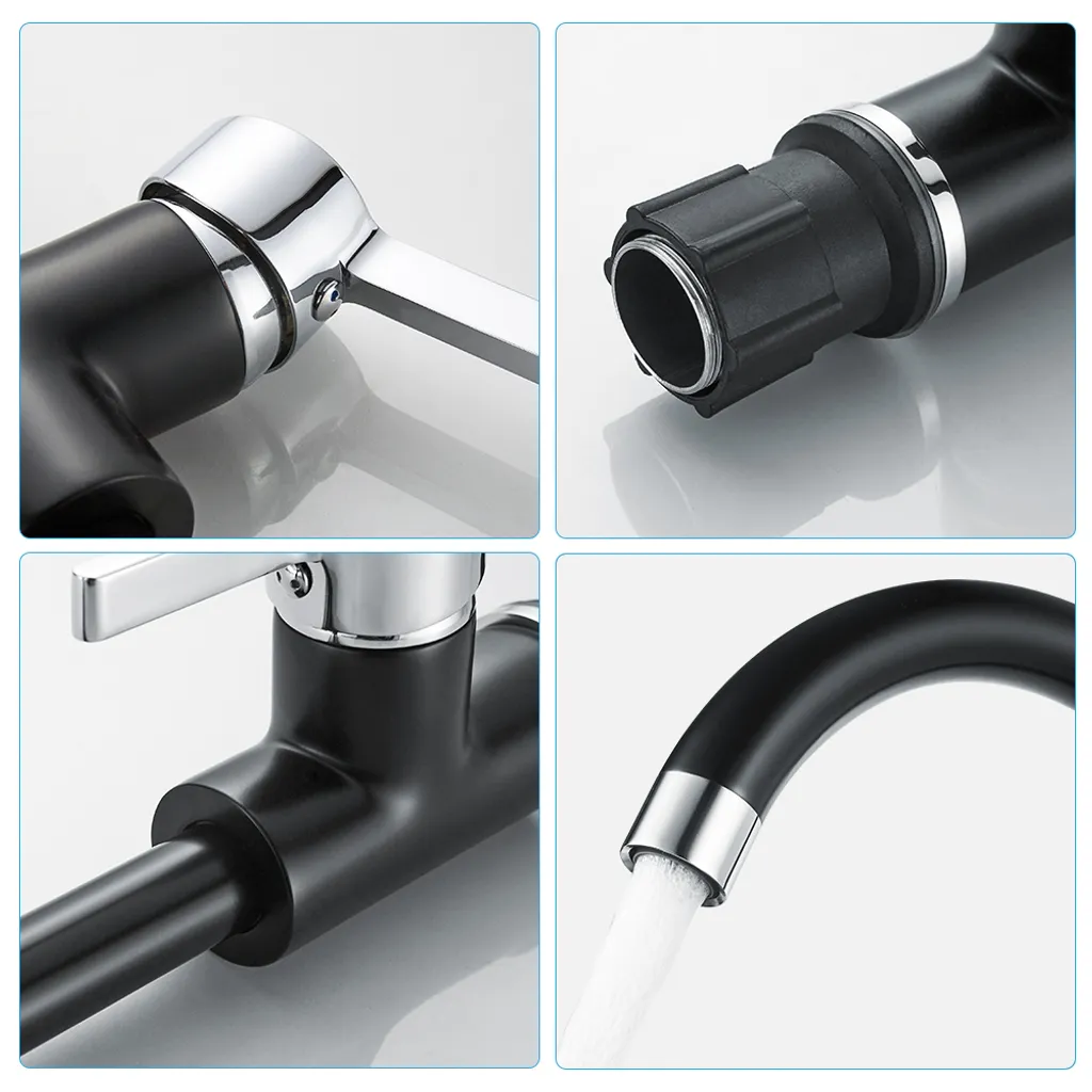 Auralum Niederdruck Wasserhahn Einhebel Spültischarmatur Küche Armatur Für Kaltwasser Und Einen Wasserboiler, Schwarz 7 Auralum Niederdruck Wasserhahn Einhebel Spültischarmatur Küche Armatur Für Kaltwasser Und Einen Wasserboiler, Schwarz – Bild 7