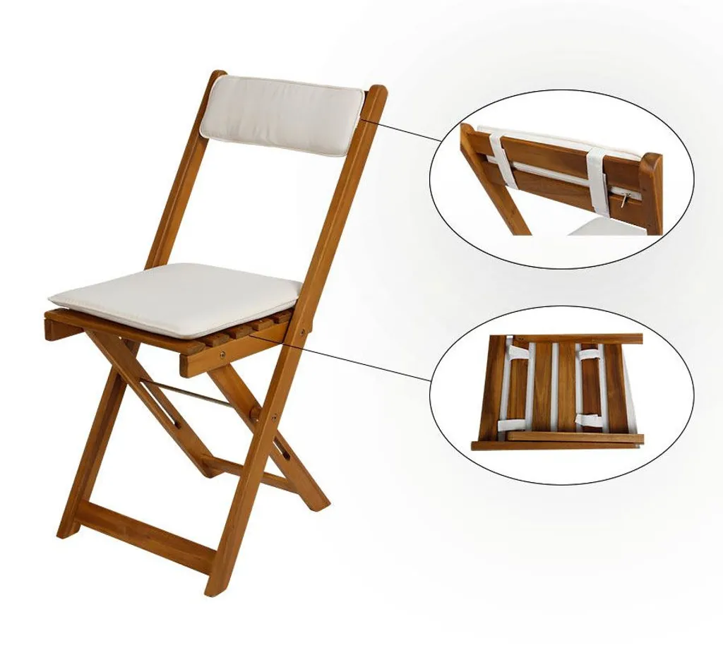 Spetebo Balkon Sitzgruppe Akazie + Kissen - 2x Klappstuhl + Klapptisch - Holz Möbel Set 2 Spetebo Balkon Sitzgruppe Akazie + Kissen - 2x Klappstuhl + Klapptisch - Holz Möbel Set – Bild 2