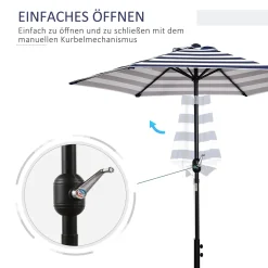 Outsunny Sonnenschirm Gartenschirm Terrassenschirm Gestell Stahl Im Freien Blauer Streifen Ø227 X 225 Cm 11 Outsunny Sonnenschirm Gartenschirm Terrassenschirm Gestell Stahl Im Freien Blauer Streifen Ø227 X 225 Cm -Garten- & Gewächshäuser Geschäft 8a664ce4031700b4c24a5081869ecb9d