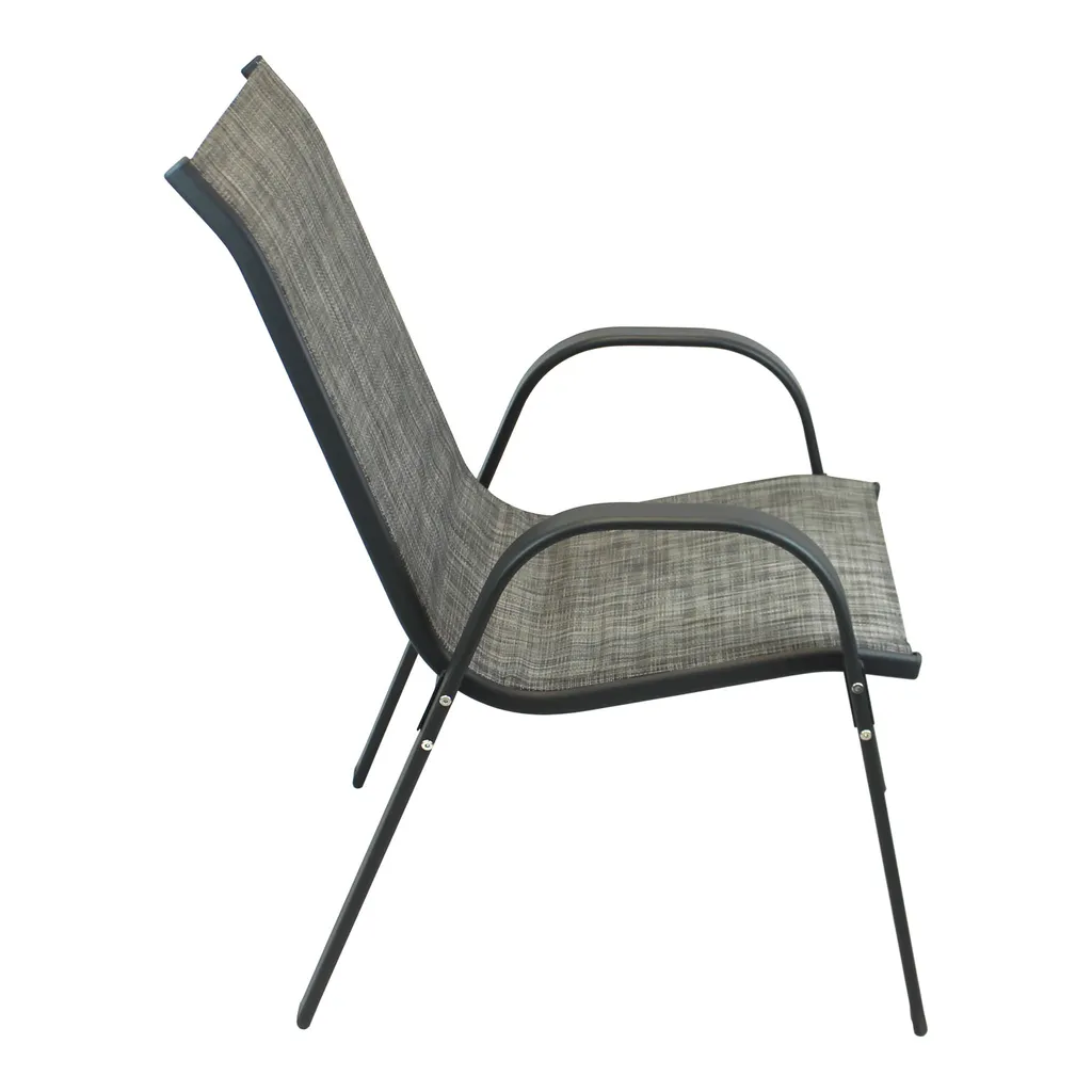 Wohaga® 6er Set Stapelstuhl 'New York' Mit Textilenbespannung Anthrazit/Silbergrau Meliert 2 Wohaga® 6er Set Stapelstuhl 'New York' Mit Textilenbespannung Anthrazit/Silbergrau Meliert – Bild 2