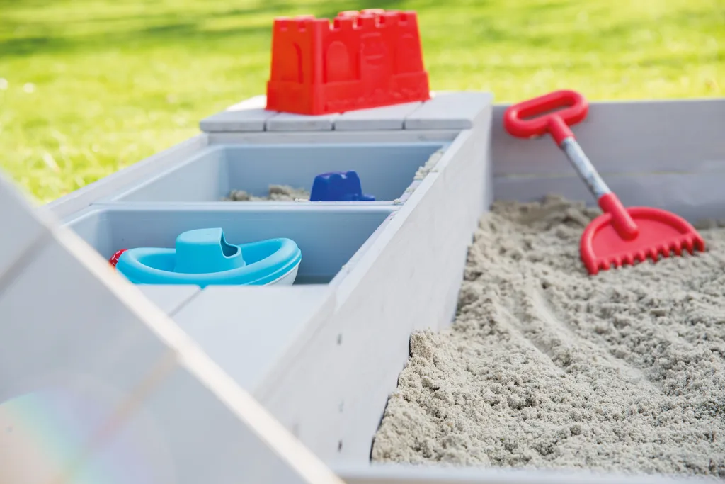 Roba Sandkasten Outdoor+ Mit 2 Spielwannen, Holzsandkasten Aus Wetterfestem Massivholz, Grau Lasiert 2 Roba Sandkasten Outdoor+ Mit 2 Spielwannen, Holzsandkasten Aus Wetterfestem Massivholz, Grau Lasiert – Bild 2