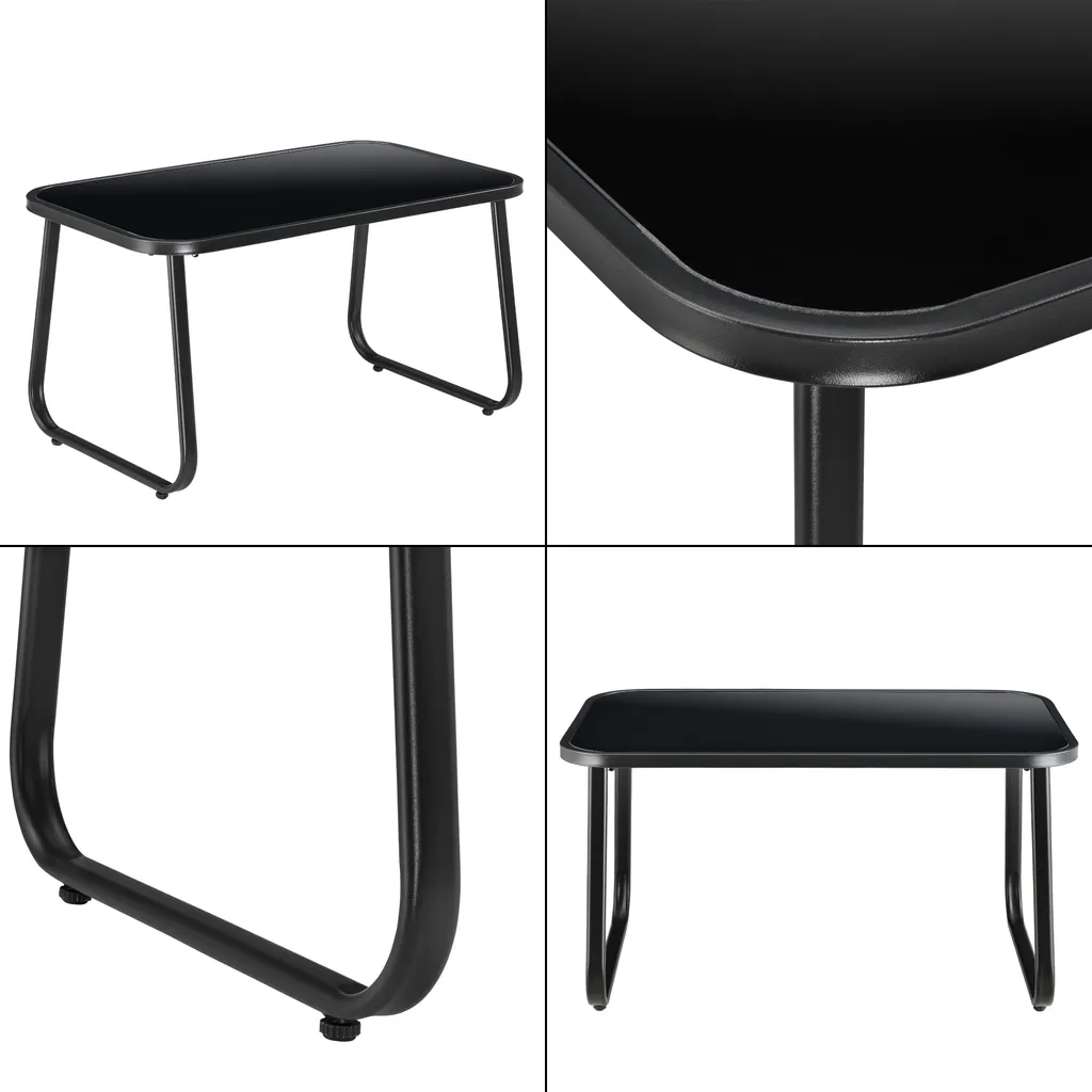 En.casa Gartenmöbelset Palencia Sitzgruppe Gartengarnitur Sitzbank Für 2 Personen Mit Couchtisch Gestell Aus Stahl Hellgrau Schwarz 4 En.casa Gartenmöbelset Palencia Sitzgruppe Gartengarnitur Sitzbank Für 2 Personen Mit Couchtisch Gestell Aus Stahl Hellgrau Schwarz – Bild 4