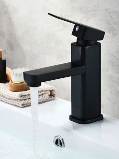 Jinaishop Schwarz Wasserhahn Bad Einhandmischer Waschtischarmaturen, Wasserhahn Aufsatzwaschbecken Für Badezimmer