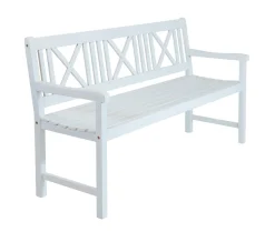 Garden Pleasure Gartenbank Bank MALMÖ 3-Sitzer B 154 X T 59 X H 89 Cm, Bank Aus Weiß Lackiertem Eukalyptus-Holz -Garten- & Gewächshäuser Geschäft 8b1775b7255a12fa176e7957805f5d33