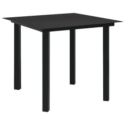 VidaXL Garten-Esstisch Schwarz 80x80x74 Cm Stahl Und Glas
