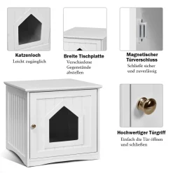 COSTWAY Katzenhaus Weiss, Kleintierhaus Holz, Katzenschrank Haustier Haus Tierhaus, 51 X 49 X 47cm -Garten- & Gewächshäuser Geschäft 8b468d364d66d8c4248e1adfb77cb0eb