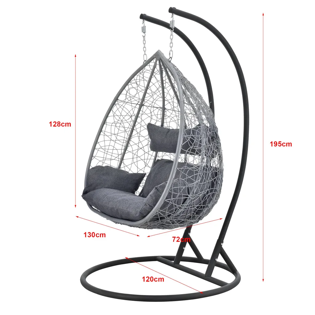 Mendler Hängesessel HLO-PX5 2-Sitzer Dunkelgrau 3 Mendler Hängesessel HLO-PX5 2-Sitzer Dunkelgrau – Bild 3
