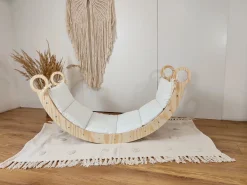 HOMECHIC Kletterbogen Bogenwippe Kletterleiter Kinder Premium Montessori Holzschaukel Aus Kiefernsperrholz 105cm X 40cm X 50cm