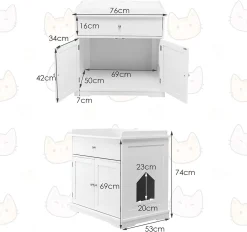 COSTWAY 3-in-1 Katzenschrank Mit Schublade, Tür & Eingang, Katzenhaus, Katzentoilette, Katzenkommode, Katzenhöhle Weiß -Garten- & Gewächshäuser Geschäft 8bcecbd29d4a3cebd45feb3a03b5189f