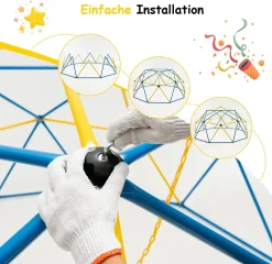 COSTWAY Ø 305cm Kletterkuppel Mit Schaukel, Klettergerüst In Kuppelform, Indoor-/Outdoor-Spielgerät, Kletterleiter Für Kinder Von 3 Bis 10 Jahren, Ideal Für Hinterhof, Garten, 363 Kg Belastbar -Garten- & Gewächshäuser Geschäft 8bf785a183a22dc6c96f98dad5aead72