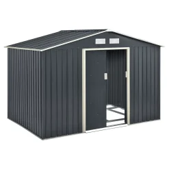 Juskys Metall Gerätehaus XXL Mit Satteldach, Schiebetür & Fundament - 15m³ - 277×319×192 Cm - Anthrazit - Geräteschuppen Gartenhaus Garten Schuppen