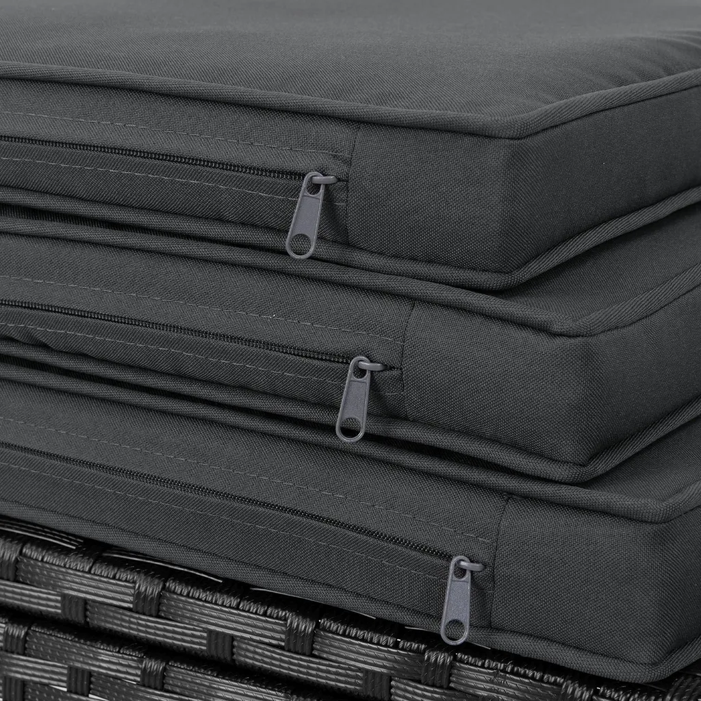 Juskys Polyrattan Sitzgruppe Baracoa L 9-teilig Wetterfest & Stapelbar – Gartenmöbel Set Mit 4 Stühle, 4 Hocker & Tisch Für Garten & Terrasse 12 Juskys Polyrattan Sitzgruppe Baracoa L 9-teilig Wetterfest & Stapelbar – Gartenmöbel Set Mit 4 Stühle, 4 Hocker & Tisch Für Garten & Terrasse – Bild 12