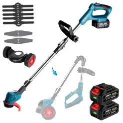 Yofidra 1500W Elektrorasenmäher Akku Rasenmäher Mit Rolle Und 2 Batterien