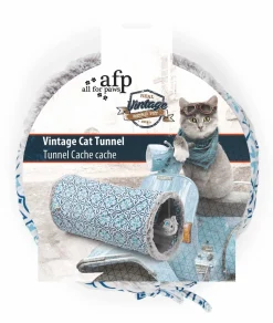All For Paws Katzentunnel Rascheltunnel Vintage Pet - Vintage-Cat 48,5 X 24 X 24 Cm Grau