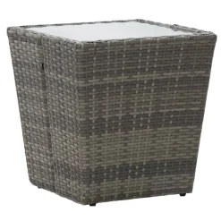 VidaXL Beistelltisch Grau 41,5×41,5×43 Cm Poly Rattan Und Hartglas