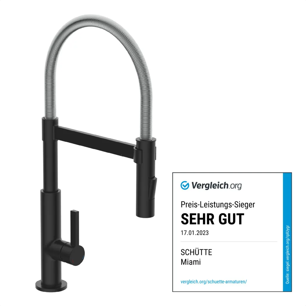 Schütte SCHÜTTE Küchenarmatur MIAMI, Spiralfederarmatur Mit Geschirrbrause, Wasserhahn Ausziehbar, Wasserhahn Mischbatterie Chrom/Schwarz Matt 1 Schütte SCHÜTTE Küchenarmatur MIAMI, Spiralfederarmatur Mit Geschirrbrause, Wasserhahn Ausziehbar, Wasserhahn Mischbatterie Chrom/Schwarz Matt