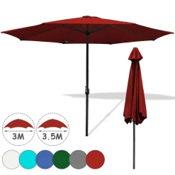 Wolketon Sonnenschirm 3.5m 3m Wasserabweisend Garten UV30+ Terrassen Mit Handkurbel