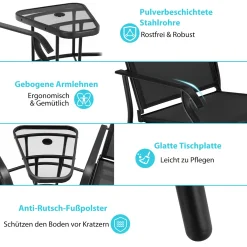 COSTWAY 2-Sitzer Gartenmöbel Set Mit Tisch & Schirmloch, Balkonmöbel Mit Atmungsaktivem Stoff, Sanftes Schaukelfunktion, Gartenbank Sitzgarnitur Für Garten, Terrasse, Balkon (Schwarz) -Garten- & Gewächshäuser Geschäft 8d6540232c1d6b3bb5ca2743d1e119f2