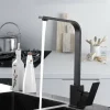 F-Beast 360° Küchenarmatur Mit 60cm Schläuche Quadratische Mischbatterie Trink Wasserhahn Küche Wasserfilter Armatur Schwarz Edelstahl Bad Spülbecke