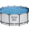 Bestway® Steel Pro MAX™ Aufstellpool Komplett-Set Mit Filterpumpe Ø 396 X 122 Cm, Lichtgrau, Rund