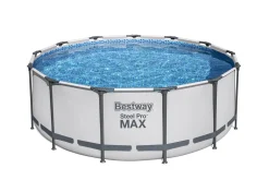 Bestway® Steel Pro MAX™ Aufstellpool Komplett-Set Mit Filterpumpe Ø 396 X 122 Cm, Lichtgrau, Rund
