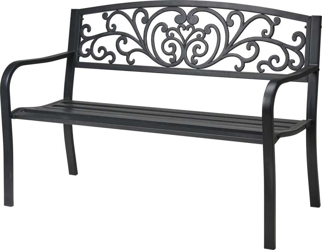 ECD Germany Gartenbank Mit Armlehnen & Rückenlehne Mit Muster, Schwarz, Aus Stahl Und Gusseisen, Wetterfeste Terrassenbank, Metallbank Für Garten Terrasse 1 ECD Germany Gartenbank Mit Armlehnen & Rückenlehne Mit Muster, Schwarz, Aus Stahl Und Gusseisen, Wetterfeste Terrassenbank, Metallbank Für Garten Terrasse