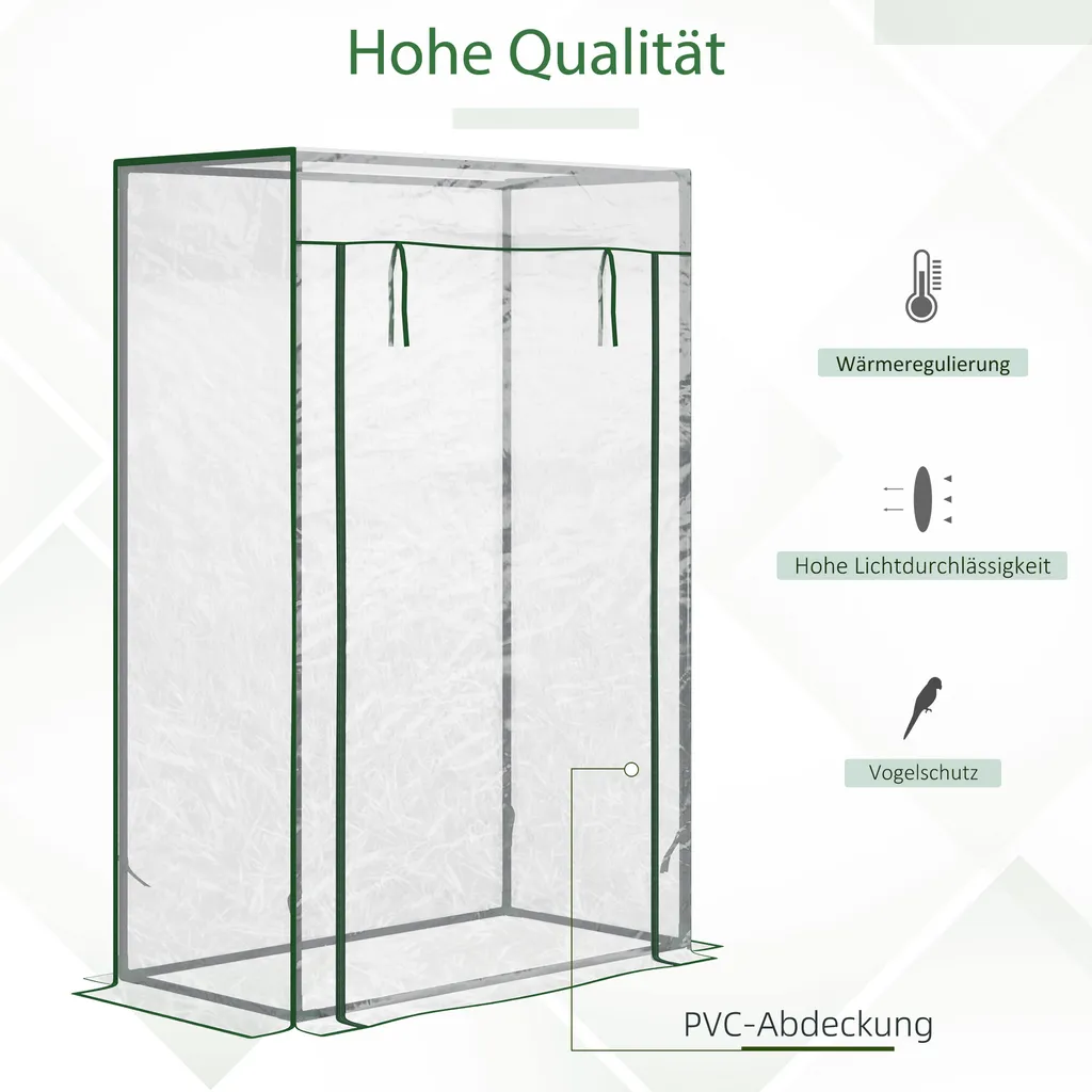 Outsunny Gewächshaus Treibhaus Tomatenhaus Frühbeet Mit Tür Zum Aufrollen Stahl PVC Transparent 100x50x149 Cm 8 Outsunny Gewächshaus Treibhaus Tomatenhaus Frühbeet Mit Tür Zum Aufrollen Stahl PVC Transparent 100x50x149 Cm – Bild 8