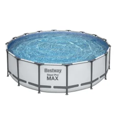 Bestway® Steel Pro MAX™ Frame Pool Komplett-Set Mit Filterpumpe Ø 488 X 122 Cm , Lichtgrau, Rund