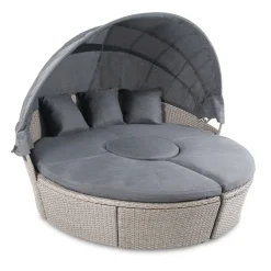 Di Volio Polyrattan Sonneninsel MILANO - Garteninsel Mit Faltbarem Sonnendach & Hocker-Tisch Im Exklusiven Rattan-Design Inkl. Zwei Fleecedecken -Garten- & Gewächshäuser Geschäft 8e10cae1bbc2a9029b5b3d2d694fda3e