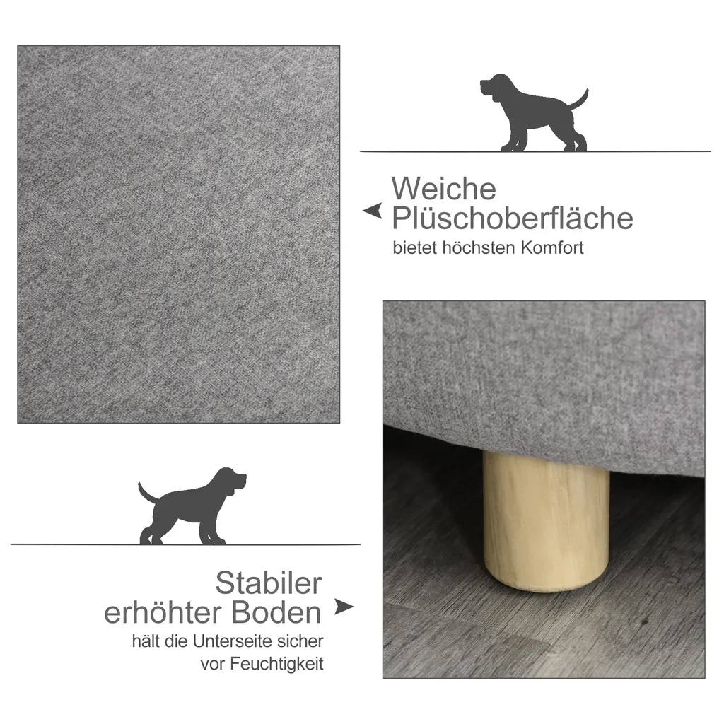PawHut Hundesofa Haustiersofa Oval Morderne Gebürstetes Stoff Für Kleine Hunde Und Katzen 81 X 61 X 24 Cm Grau 6 PawHut Hundesofa Haustiersofa Oval Morderne Gebürstetes Stoff Für Kleine Hunde Und Katzen 81 X 61 X 24 Cm Grau – Bild 6