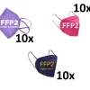 Wenzhou Jiada Technology Co., Ltd. 30x Stück FFP2 Masken Atemschutz Mundschutz (10x) PINK, (10x) LAVENDEL, (10x) NAVY