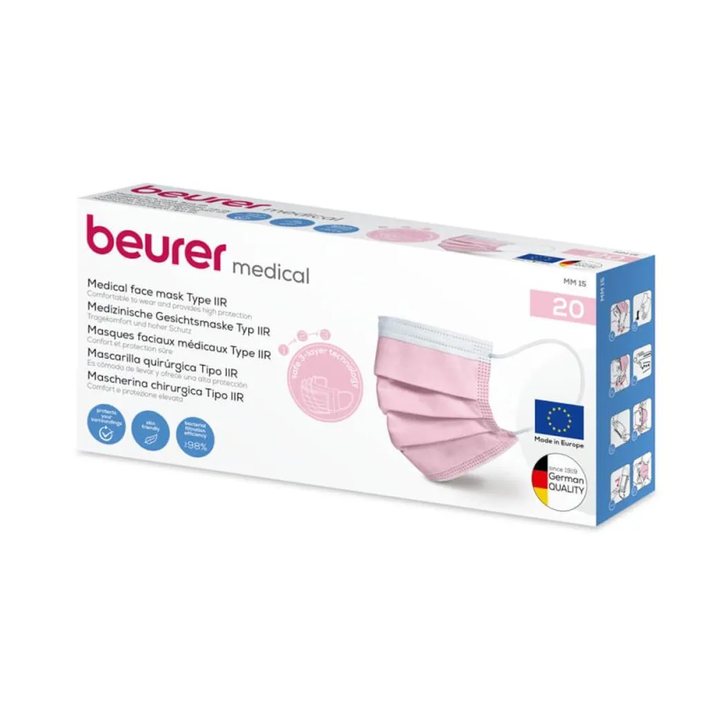 Beurer Mm15 Mundschutz 3lagig Rosa 10 St 2 Beurer Mm15 Mundschutz 3lagig Rosa 10 St – Bild 2
