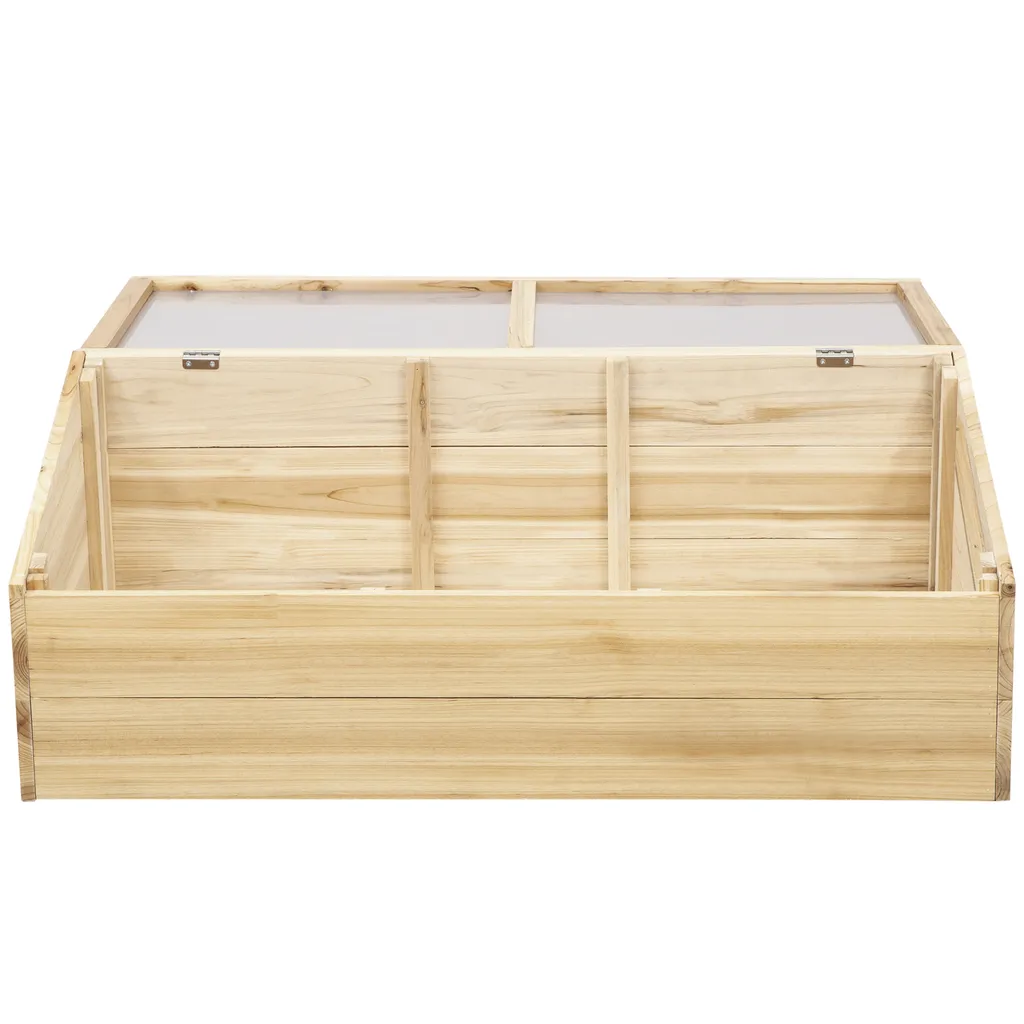 Outsunny Gewächshaus Holz Frühbeet Frühbeetkasten Treibhaus Garten & Pflanzkasten-System Für Garten Balkon, 100 X 50 X 35 Cm, Natur, Tanne, PC-Platte 4 Outsunny Gewächshaus Holz Frühbeet Frühbeetkasten Treibhaus Garten & Pflanzkasten-System Für Garten Balkon, 100 X 50 X 35 Cm, Natur, Tanne, PC-Platte – Bild 4