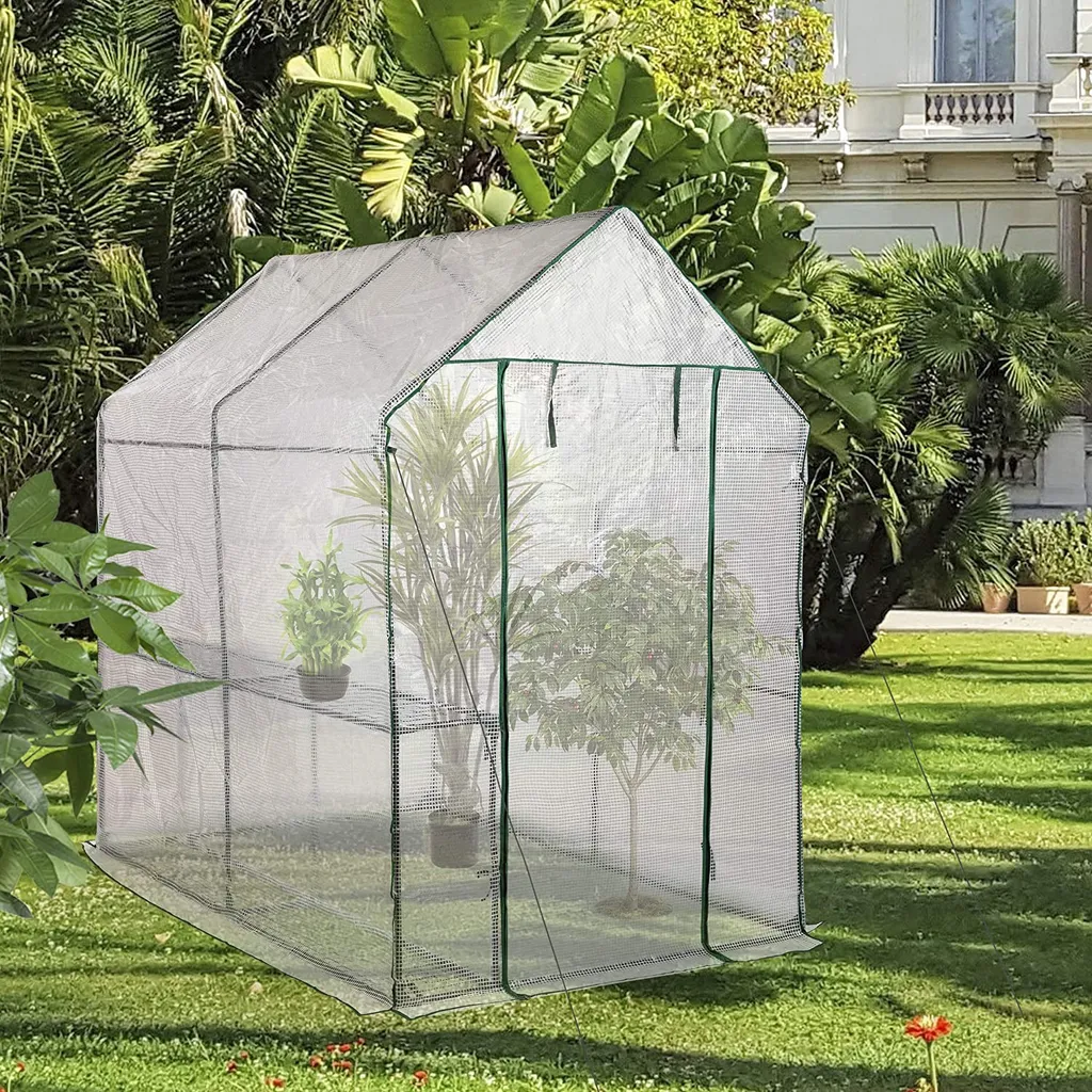 ONVAYA® Foliengewächshaus Günni Mit Regalen & Fenster | Gewächshaus Aus Folie Für Den Garten | Anzuchthaus | Stabil, Winterfest & UV-beständig | 188 X 130 X 190 Cm 8 ONVAYA® Foliengewächshaus Günni Mit Regalen & Fenster | Gewächshaus Aus Folie Für Den Garten | Anzuchthaus | Stabil, Winterfest & UV-beständig | 188 X 130 X 190 Cm – Bild 8