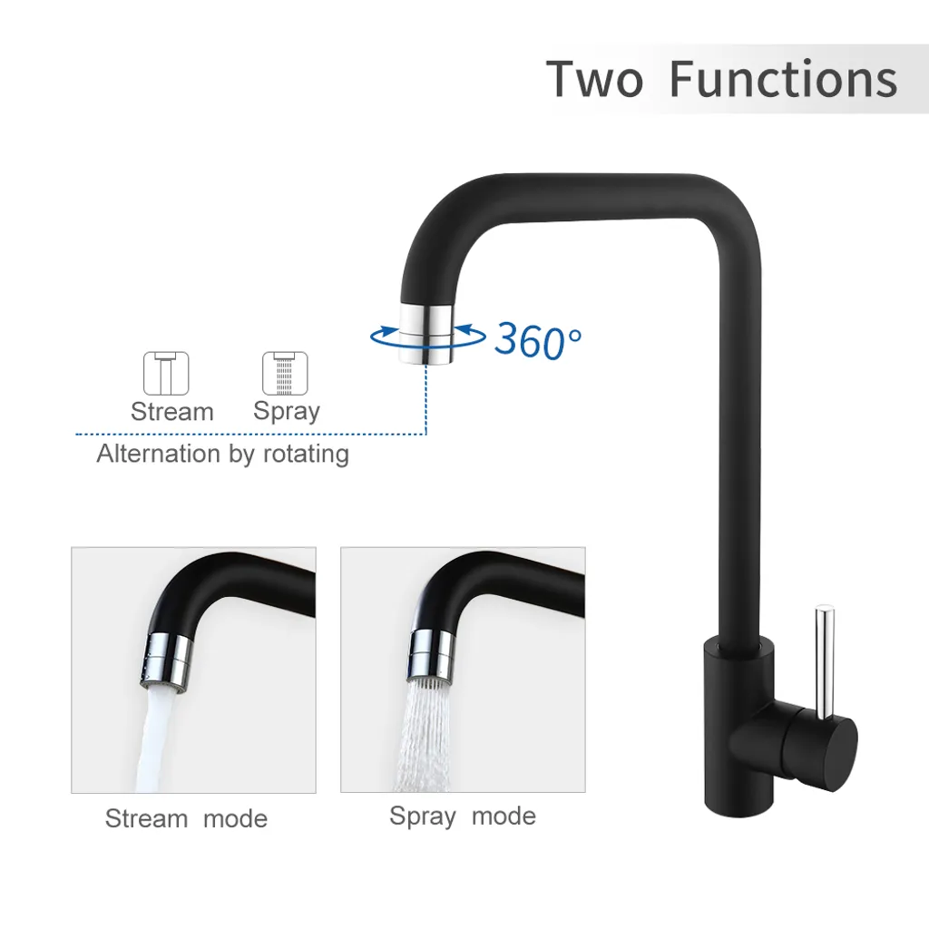 Homelody Küchenarmatur Schwarz Wasserhahn Küche 2 Strahlarten Spültischarmatur 360° Drehbar Einhebelmischer Hochdruck Spülbecken Armatur Mischbatterie Für Küchen, Schwarz 2 Homelody Küchenarmatur Schwarz Wasserhahn Küche 2 Strahlarten Spültischarmatur 360° Drehbar Einhebelmischer Hochdruck Spülbecken Armatur Mischbatterie Für Küchen, Schwarz – Bild 2