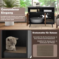COSTWAY Katzenschrank Katzentoilette Mit Kratzunterlage & Doppeltüren, Katzenhaus Mit Offenem Regal & 2 Fächern, Katzenhöhle Katzenklo Schrank, Für Katzen Hunde Haustier, Braun+Schwarz -Garten- & Gewächshäuser Geschäft 8f75fccf3d51b0630656e81ca995fb0d