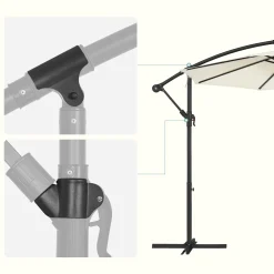 SONGMICS Sonnenschirm, Ø 300 Cm, Mit Ständer, Sonnenschutz UV-Schutz Bis UPF 50+, Mit Kurbel Zum Öffnen Und Schließen, Beige GPU116M01 -Garten- & Gewächshäuser Geschäft 8f7a0579601486e6d74a864efcbc920a