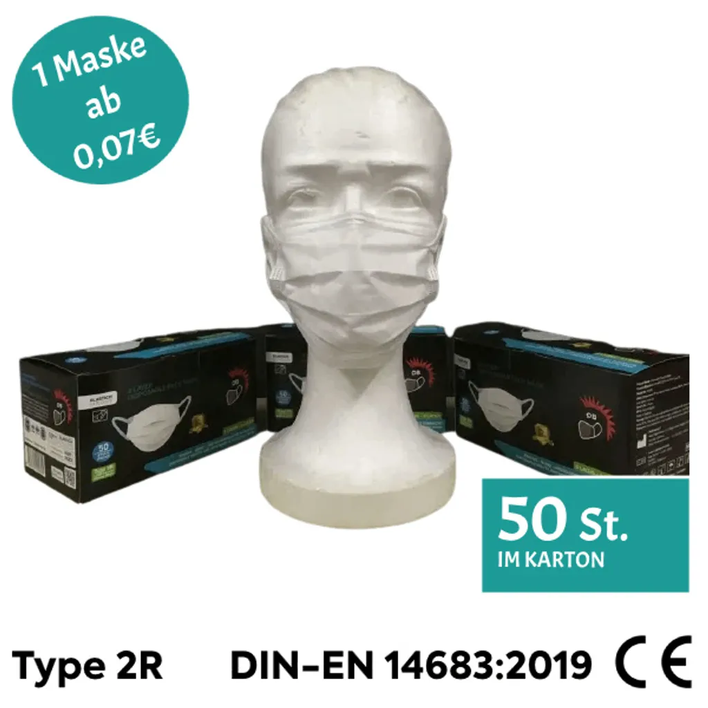 BelEmsa LLC Medizinische OP Masken | Typ2R | Mundschutz | 3-lagig | Einweg | Weiß 100 4 BelEmsa LLC Medizinische OP Masken | Typ2R | Mundschutz | 3-lagig | Einweg | Weiß 100 – Bild 4