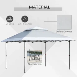 Outsunny Faltpavillon Pop-Up-Zelt Gartenpavillon Rollentasche Oxford-Gewebe 3,6 X 3,6m Hellgrau+Weiß -Garten- & Gewächshäuser Geschäft 8fba04b6cb0d85814f260a01e3950889