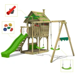 Wickey FATMOOSE Spielturm Klettergerüst JungleJumbo Mit Schaukel & Rutsche, Kletterturm Mit Sandkasten, Leiter & Spiel-Zubehör - Grün -Garten- & Gewächshäuser Geschäft 8fc15c00a717c7b20e5a72b31103690c 1