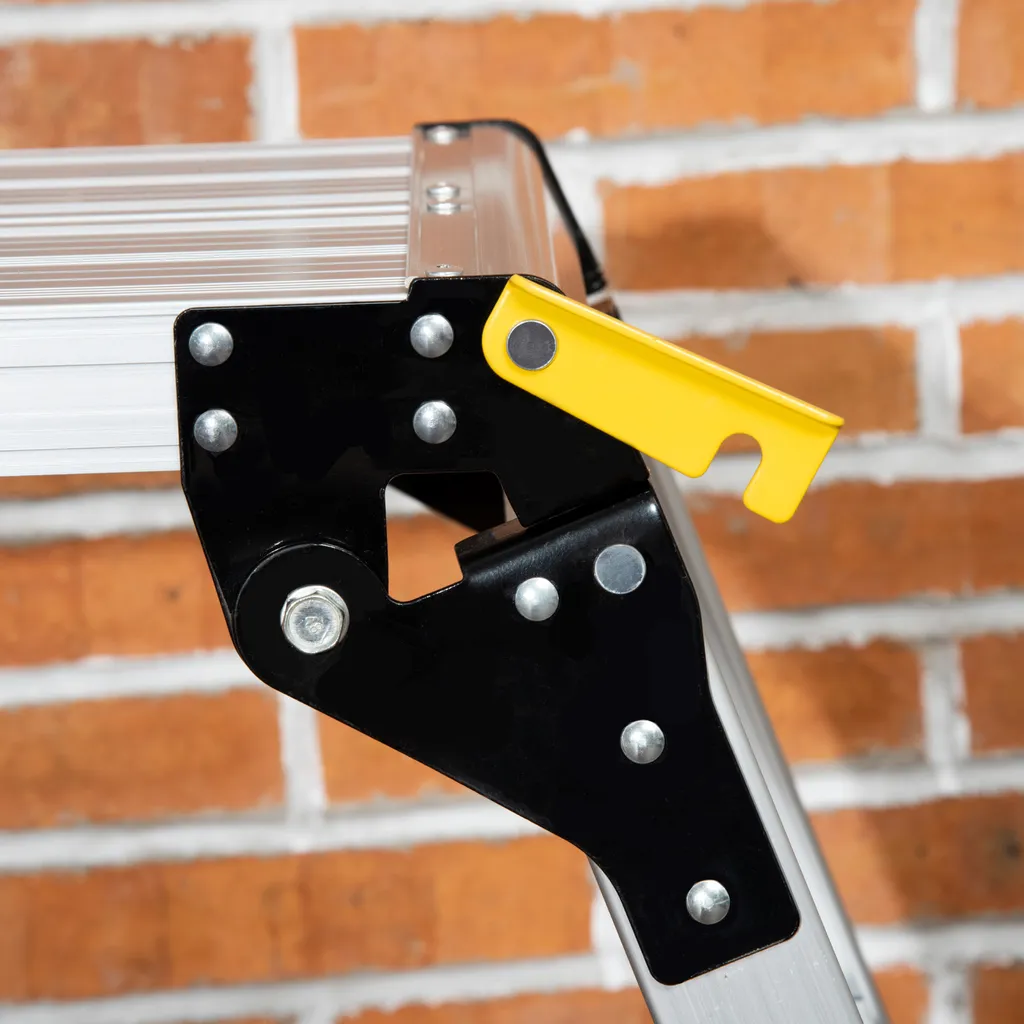 DURHAND Werkbank Klappstufen Klappbare Arbeitsplattform Rutschfester Werktisch Mit Sicherheitsriegel Bis 150 KG Aluminiumlegierung Stahl Silber 94 X 38,5 X 48cm 8 DURHAND Werkbank Klappstufen Klappbare Arbeitsplattform Rutschfester Werktisch Mit Sicherheitsriegel Bis 150 KG Aluminiumlegierung Stahl Silber 94 X 38,5 X 48cm – Bild 8