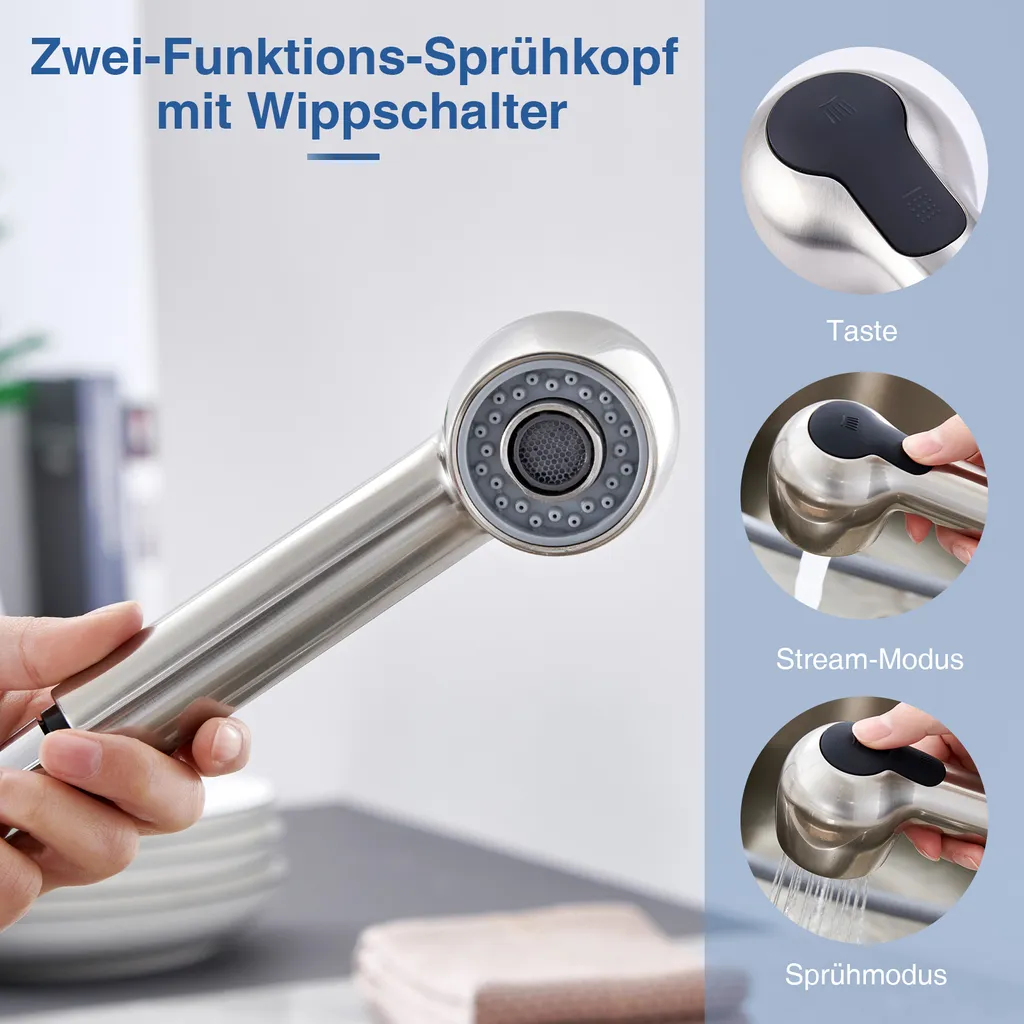 Homelody Geschirrbrause Ersatzkopf 2 Strahlarten Brausekopf Küchenarmatur Wasser Sparen, Handbrause Küche, Spülbrause Für Küchenarmatur Spültischarmatur 2 Homelody Geschirrbrause Ersatzkopf 2 Strahlarten Brausekopf Küchenarmatur Wasser Sparen, Handbrause Küche, Spülbrause Für Küchenarmatur Spültischarmatur – Bild 2