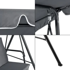 En.casa Hollywoodschaukel 172x112x152cm Gartenschaukel 3-Sitzer Gartenliege Schaukel Gartenbank Bis 270kg Wasserabweisender Bezug -Garten- & Gewächshäuser Geschäft 902e44159fd2fef0fb150e72566fabb5