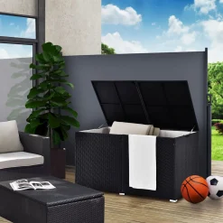 Juskys Polyrattan Auflagenbox Ikaria 950 L Inkl. Deckel Mit Hubautomatik & Innenplane – Garten Kissenbox Für Balkon & Terrasse – Gartenbox Schwarz -Garten- & Gewächshäuser Geschäft 90354df4f937915a07de9597ec69702d