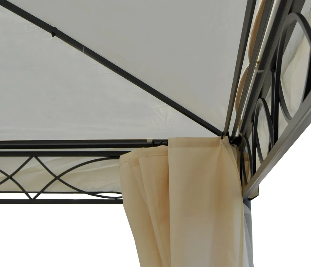 Mendler Pergola Calpe, Garten Pavillon, Stabiles 7cm-Gestell Mit Seitenwand + Moskitonetz Creme 4x4m 11 Mendler Pergola Calpe, Garten Pavillon, Stabiles 7cm-Gestell Mit Seitenwand + Moskitonetz Creme 4x4m – Bild 11