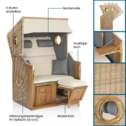 Maxxworld Hoberg Premium 2-Sitzer-Strandkorb Mit Bullaugen -Garten- & Gewächshäuser Geschäft 90732fdd7e45d9b800c928244414ad1d